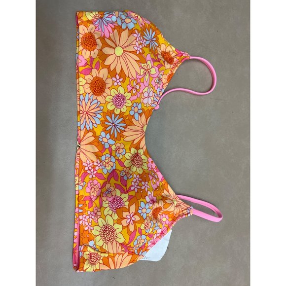 Women's Scoop Bralette Bikini Top Wild Fable Orange Floral Print Large - Picture 8 of 8